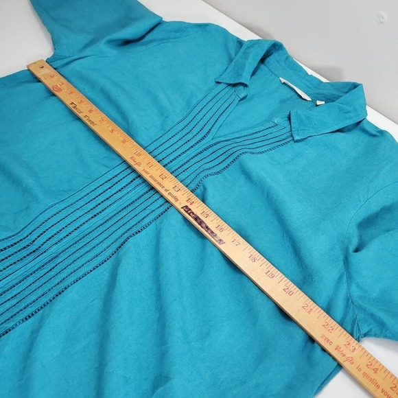 Soft Surroundings Women Linen Tunic Top Size XL 3/4 Sleeve‎ Vacation Beachy - Picture 10 of 13